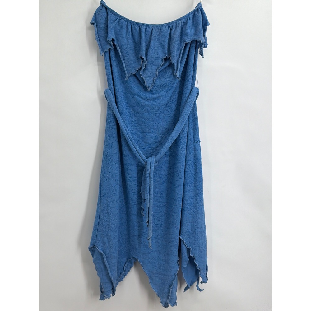 Vintage Wear-abouts by Sirena Blue Ruffle Strapless Handkerchief Hem Dress M